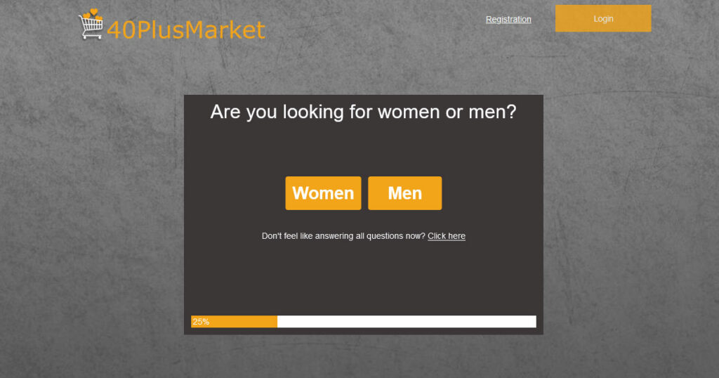 40PlusMarket Signup/Login page