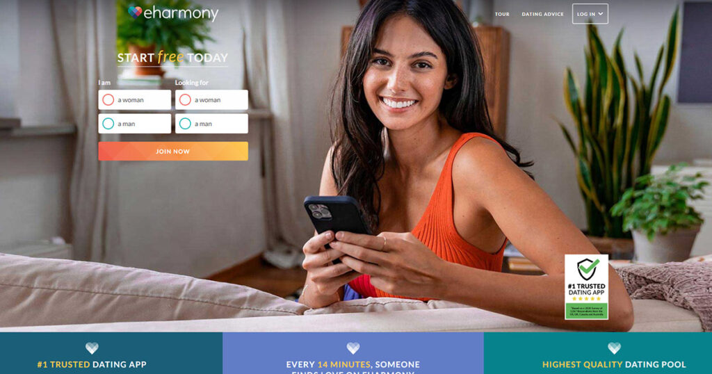 eHarmony signup page