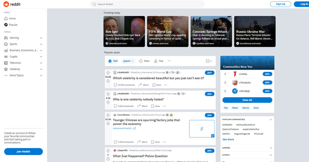 Reddit Homepage