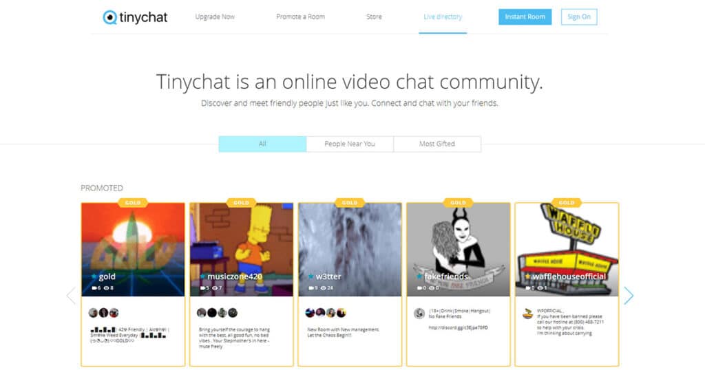 TinyChat homepage