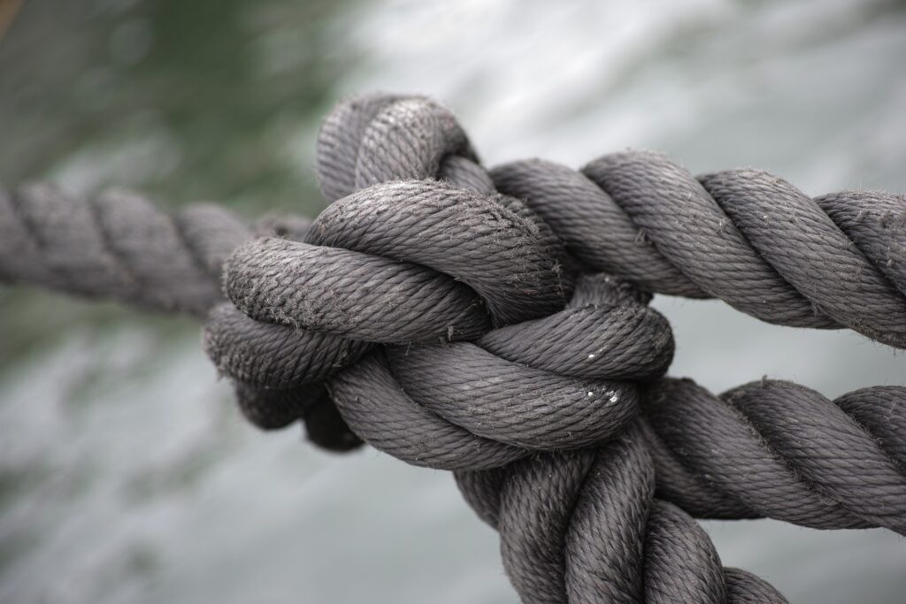 A closeup of a thick rope